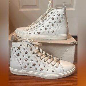 Jimmy Choo White Star-Embellished High-Top Sneakers